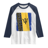 Vintage Barbados Flag Raglan Shirt Distressed Patriotic Caribbean Island Barbadian Pride Heritage Gift