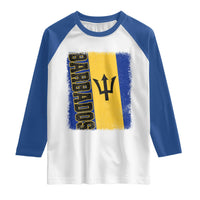 Vintage Barbados Flag Raglan Shirt Distressed Patriotic Caribbean Island Barbadian Pride Heritage Gift