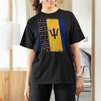 Vintage Barbados Flag T Shirt For Women Distressed Patriotic Caribbean Island Barbadian Pride Heritage Gift