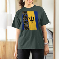 Vintage Barbados Flag T Shirt For Women Distressed Patriotic Caribbean Island Barbadian Pride Heritage Gift