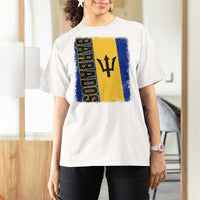 Vintage Barbados Flag T Shirt For Women Distressed Patriotic Caribbean Island Barbadian Pride Heritage Gift