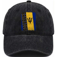 Vintage Barbados Flag Washed Cotton Baseball Cap Distressed Patriotic Caribbean Island Barbadian Pride Heritage Gift