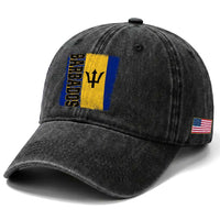Vintage Barbados Flag Washed Cotton Baseball Cap Distressed Patriotic Caribbean Island Barbadian Pride Heritage Gift