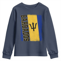 Vintage Barbados Flag Youth Sweatshirt Distressed Patriotic Caribbean Island Barbadian Pride Heritage Gift
