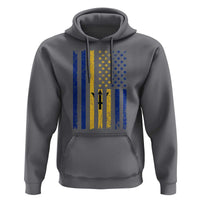 Barbados American Flag Hoodie Distressed Barbadian Pride Patriotic Heritage Gift