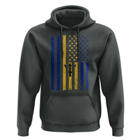 Barbados American Flag Hoodie Distressed Barbadian Pride Patriotic Heritage Gift