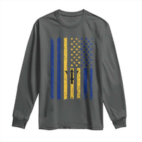 Barbados American Flag Long Sleeve Shirt Distressed Barbadian Pride Patriotic Heritage Gift