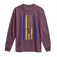Barbados American Flag Long Sleeve Shirt Distressed Barbadian Pride Patriotic Heritage Gift