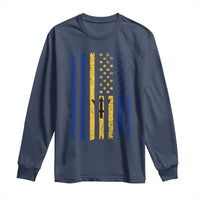 Barbados American Flag Long Sleeve Shirt Distressed Barbadian Pride Patriotic Heritage Gift