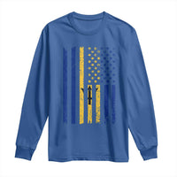 Barbados American Flag Long Sleeve Shirt Distressed Barbadian Pride Patriotic Heritage Gift