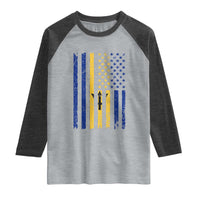 Barbados American Flag Raglan Shirt Distressed Barbadian Pride Patriotic Heritage Gift