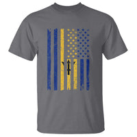 Barbados American Flag T Shirt Distressed Barbadian Pride Patriotic Heritage Gift