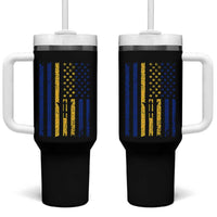 Barbados American Flag Tumbler With Handle Distressed Barbadian Pride Patriotic Heritage Gift