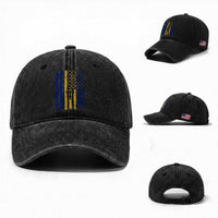 Barbados American Flag Washed Cotton Baseball Cap Distressed Barbadian Pride Patriotic Heritage Gift