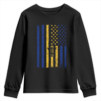 Barbados American Flag Youth Sweatshirt Distressed Barbadian Pride Patriotic Heritage Gift