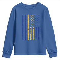 Barbados American Flag Youth Sweatshirt Distressed Barbadian Pride Patriotic Heritage Gift