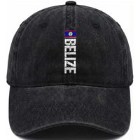 Belize Flag Washed Cotton Baseball Cap Distressed Central American Pride Heritage Gift