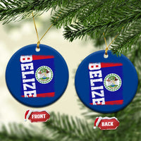 Vintage Belize Ceramic Ornament Distressed Flag Central American Pride Heritage Gift