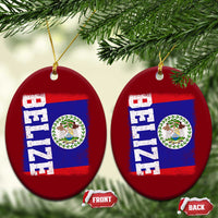 Vintage Belize Ceramic Ornament Distressed Flag Central American Pride Heritage Gift