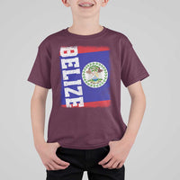 Vintage Belize T Shirt For Kid Distressed Flag Central American Pride Heritage Gift