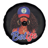 Belize Princess Spare Tire Cover Melanin Afro Girl Belize Flag Heritage Gift for Black Girls
