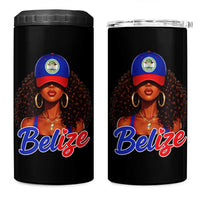 Belize Princess 4 in 1 Can Cooler Tumbler Melanin Afro Girl Belize Flag Heritage Gift for Black Girls