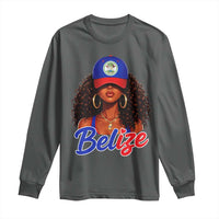 Belize Princess Long Sleeve Shirt Melanin Afro Girl Belize Flag Heritage Gift for Black Girls