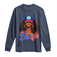 Belize Princess Long Sleeve Shirt Melanin Afro Girl Belize Flag Heritage Gift for Black Girls
