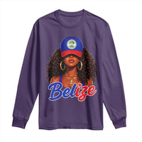 Belize Princess Long Sleeve Shirt Melanin Afro Girl Belize Flag Heritage Gift for Black Girls