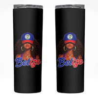 Belize Princess Skinny Tumbler Melanin Afro Girl Belize Flag Heritage Gift for Black Girls