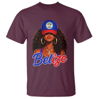 Belize Princess T Shirt Melanin Afro Girl Belize Flag Heritage Gift for Black Girls