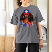 Belize Princess T Shirt For Women Melanin Afro Girl Belize Flag Heritage Gift for Black Girls