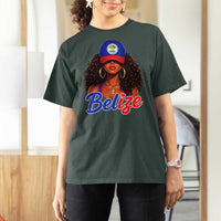 Belize Princess T Shirt For Women Melanin Afro Girl Belize Flag Heritage Gift for Black Girls