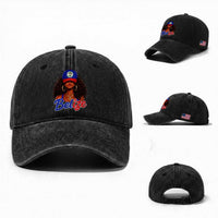 Belize Princess Washed Cotton Baseball Cap Melanin Afro Girl Belize Flag Heritage Gift for Black Girls