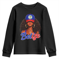 Belize Princess Youth Sweatshirt Melanin Afro Girl Belize Flag Heritage Gift for Black Girls