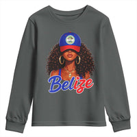 Belize Princess Youth Sweatshirt Melanin Afro Girl Belize Flag Heritage Gift for Black Girls