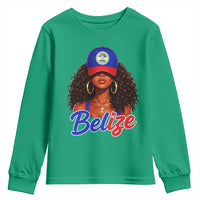 Belize Princess Youth Sweatshirt Melanin Afro Girl Belize Flag Heritage Gift for Black Girls
