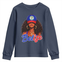 Belize Princess Youth Sweatshirt Melanin Afro Girl Belize Flag Heritage Gift for Black Girls