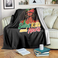 Saint Kitts and Nevis Princess Throw Blanket Melanin Afro Girl Heritage Gift for Black Girls