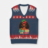 Saint Kitts and Nevis Princess V-Neck Knit Sweater Vest Melanin Afro Girl Heritage Gift for Black Girls
