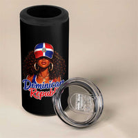 Dominican Republic Princess 4 in 1 Can Cooler Tumbler Melanin Afro Girl Heritage Gift for Black Girls