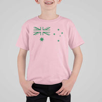 Green Australian Flag T Shirt For Kid Australia Patriotic Country Pride Monochrome Minimalist Graphic
