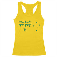 Green Australian Flag Racerback Tank Top Australia Patriotic Country Pride Monochrome Minimalist Graphic
