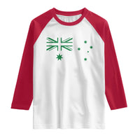 Green Australian Flag Raglan Shirt Australia Patriotic Country Pride Monochrome Minimalist Graphic