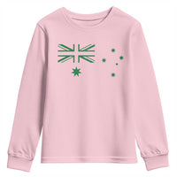 Green Australian Flag Youth Sweatshirt Australia Patriotic Country Pride Monochrome Minimalist Graphic