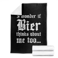 Funny Oktoberfest Throw Blanket I Wonder If Bier Thinks About Me Too Sarcastic Drinking - Wonder Print Shop