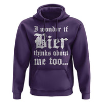 Funny Oktoberfest Hoodie I Wonder If Bier Thinks About Me Too Sarcastic Drinking - Wonder Print Shop
