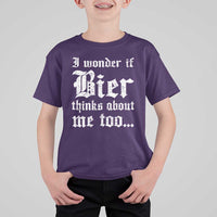 Funny Oktoberfest T Shirt For Kid I Wonder If Bier Thinks About Me Too Sarcastic Drinking - Wonder Print Shop