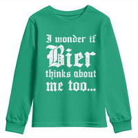 Funny Oktoberfest Youth Sweatshirt I Wonder If Bier Thinks About Me Too Sarcastic Drinking - Wonder Print Shop