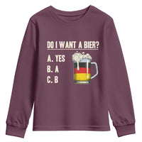 Funny Oktoberfest Youth Sweatshirt Do I Want A Bier Sarcastic Drinking German Flag - Wonder Print Shop